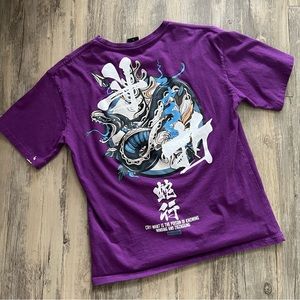 Japanese Snake Graphic Tee Mens Purple